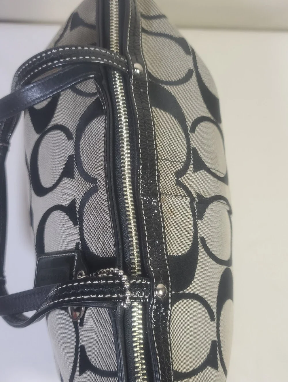 Coach Signature F13548 Black Tote Shoulder Handbag Purse